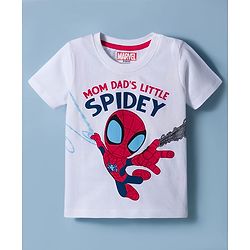 Babyhug Marvel Single Jersey Knit Half Sleeves T-Shirt With Spiderman Graphics - White