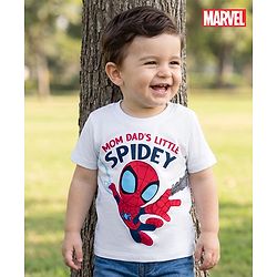 Babyhug Marvel Single Jersey Knit Half Sleeves T-Shirt With Spiderman Graphics - White