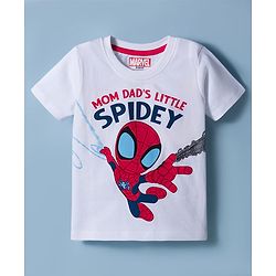 Babyhug Marvel Single Jersey Knit Half Sleeves T-Shirt With Spiderman Graphics - White