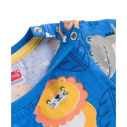 Babyhug Cotton Knit Half Sleeves T-Shirt & Pyjama Co-ord Night Suit With Animal Print - Blue