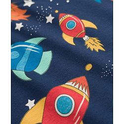 Babyhug Cotton Knit Full Sleeves Space Theme Printed Co-Ords T-Shirt & Pyjama Night Suit - Navy Blue