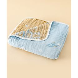 Babyhug 100% Pure Cotton Six Layer Baby Blanket Space Print  Super Soft & Absorbent| All Season Blanket| New Born Gifting| Bath Towel, Wrapper, Feeding Towel| Machine Washable- Blue