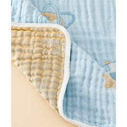 Babyhug 100% Pure Cotton Six Layer Baby Blanket Space Print  Super Soft & Absorbent| All Season Blanket| New Born Gifting| Bath Towel, Wrapper, Feeding Towel| Machine Washable- Blue