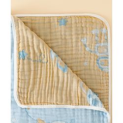 Babyhug 100% Pure Cotton Six Layer Baby Blanket Space Print  Super Soft & Absorbent| All Season Blanket| New Born Gifting| Bath Towel, Wrapper, Feeding Towel| Machine Washable- Blue