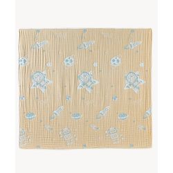 Babyhug 100% Pure Cotton Six Layer Baby Blanket Space Print  Super Soft & Absorbent| All Season Blanket| New Born Gifting| Bath Towel, Wrapper, Feeding Towel| Machine Washable- Blue