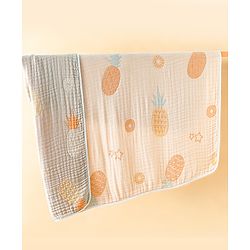 Babyhug 100% Pure Cotton Six Layer Baby Blanket Space Print  Super Soft & Absorbent| All Season Blanket| New Born Gifting| Bath Towel, Wrapper, Feeding Towel| Machine Washable- Blue