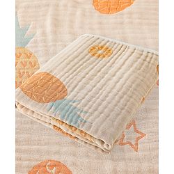 Babyhug 100% Pure Cotton Six Layer Baby Blanket Space Print  Super Soft & Absorbent| All Season Blanket| New Born Gifting| Bath Towel, Wrapper, Feeding Towel| Machine Washable- Blue