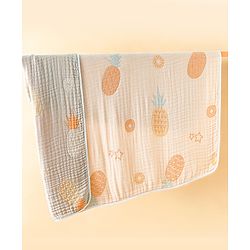 Babyhug 100% Pure Cotton Six Layer Baby Blanket Space Print  Super Soft & Absorbent| All Season Blanket| New Born Gifting| Bath Towel, Wrapper, Feeding Towel| Machine Washable- Blue