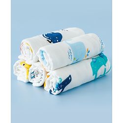 Babyhug 6 Layer Muslin Wash Cloth 100% Cotton| High Absorbency| Ultra Soft| Feeding & Diapering Essential| Machine Washable & Re-usable| Bath & Toweling Pack of 5 - Multicolour