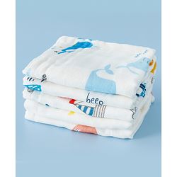Babyhug 6 Layer Muslin Wash Cloth 100% Cotton| High Absorbency| Ultra Soft| Feeding & Diapering Essential| Machine Washable & Re-usable| Bath & Toweling Pack of 5 - Multicolour