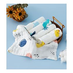 Babyhug 6 Layer Muslin Wash Cloth 100% Cotton| High Absorbency| Ultra Soft| Feeding & Diapering Essential| Machine Washable & Re-usable| Bath & Toweling Pack of 5 - Multicolour