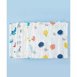 Babyhug 6 Layer Muslin Wash Cloth 100% Cotton| High Absorbency| Ultra Soft| Feeding & Diapering Essential| Machine Washable & Re-usable| Bath & Toweling Pack of 5 - Multicolour
