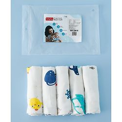 Babyhug 6 Layer Muslin Wash Cloth 100% Cotton| High Absorbency| Ultra Soft| Feeding & Diapering Essential| Machine Washable & Re-usable| Bath & Toweling Pack of 5 - Multicolour
