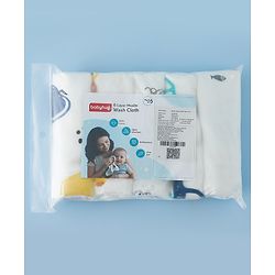 Babyhug 6 Layer Muslin Wash Cloth 100% Cotton| High Absorbency| Ultra Soft| Feeding & Diapering Essential| Machine Washable & Re-usable| Bath & Toweling Pack of 5 - Multicolour