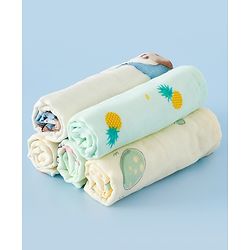 Babyhug 6 Layer Muslin Wash Cloth  100% Cotton High Absorbency Ultra Soft Feeding & Diapering Essential Machine Washable & Re-usable Bath & Toweling Pack of 5 - Multicolour