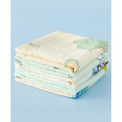 Babyhug 6 Layer Muslin Wash Cloth  100% Cotton High Absorbency Ultra Soft Feeding & Diapering Essential Machine Washable & Re-usable Bath & Toweling Pack of 5 - Multicolour