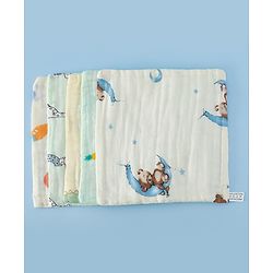 Babyhug 6 Layer Muslin Wash Cloth  100% Cotton High Absorbency Ultra Soft Feeding & Diapering Essential Machine Washable & Re-usable Bath & Toweling Pack of 5 - Multicolour