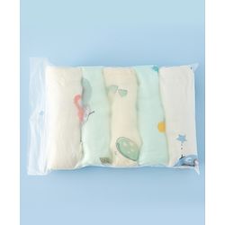 Babyhug 6 Layer Muslin Wash Cloth  100% Cotton High Absorbency Ultra Soft Feeding & Diapering Essential Machine Washable & Re-usable Bath & Toweling Pack of 5 - Multicolour