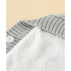 Babyhug Premium Hooded Knitted Blanket Sleeping Bag with Soft Fur Lining| Light Weight| Warm & Cozy Winter Wrapper| Machine Washable| Button Closure| 0 to 12 months| New Born Gifting - Grey