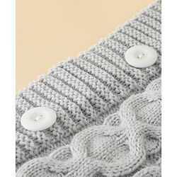 Babyhug Premium Hooded Knitted Blanket Sleeping Bag with Soft Fur Lining| Light Weight| Warm & Cozy Winter Wrapper| Machine Washable| Button Closure| 0 to 12 months| New Born Gifting - Grey