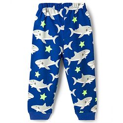 Babyhug Cotton Knit Full Sleeves T-Shirt & Pyjama Co-ord Night Suit With Shark Print - Blue