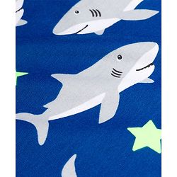 Babyhug Cotton Knit Full Sleeves T-Shirt & Pyjama Co-ord Night Suit With Shark Print - Blue