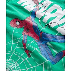 Babyhug Marvel Cotton Knit T-Shirt with Spider-Man Graphic Half Sleeves Round Neck GREEN 6-9 Months