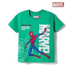 Babyhug Marvel Cotton Knit T-Shirt with Spider-Man Graphic Half Sleeves Round Neck GREEN 6-9 Months