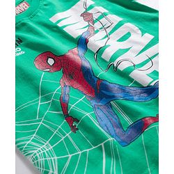 Babyhug Marvel Cotton Knit T-Shirt with Spider-Man Graphic Half Sleeves Round Neck GREEN 6-9 Months