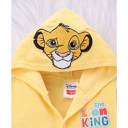 Babyhug Disney Terry Knit Hooded Bathrobe with Pockets & Lion King Graphics - Yellow