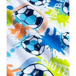 Babyhug Cotton Knit Full Sleeves Football Printed T-Shirt & Pyjama Co-Ord Night Suit - White