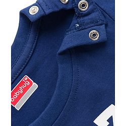 Babyhug Cotton Knit Full Sleeves T-Shirt & Shorts Night Suit With Text Print - Navy Blue