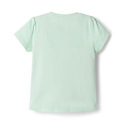 Babyhug Cotton Knit Half Sleeves Floral & Butterfly Printed & Striped T-Shirt & Shorts Night Suit - Light Green