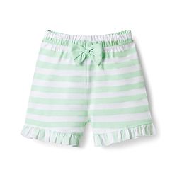 Babyhug Cotton Knit Half Sleeves Floral & Butterfly Printed & Striped T-Shirt & Shorts Night Suit - Light Green