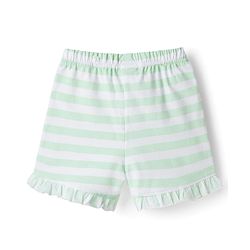 Babyhug Cotton Knit Half Sleeves Floral & Butterfly Printed & Striped T-Shirt & Shorts Night Suit - Light Green