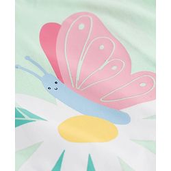Babyhug Cotton Knit Half Sleeves Floral & Butterfly Printed & Striped T-Shirt & Shorts Night Suit - Light Green