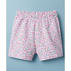 Babyhug Cotton Knit Sleeveless T-Shirt & Shorts Night Suit With Floral Print - Light Green
