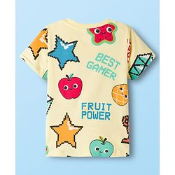 Babyhug Cotton Knit Half Sleeves T-Shirt & Shorts Co-ord Night Suit With Fruit Print - Yellow