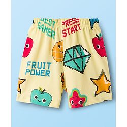 Babyhug Cotton Knit Half Sleeves T-Shirt & Shorts Co-ord Night Suit With Fruit Print - Yellow
