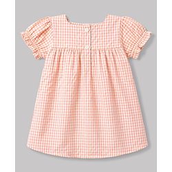 Babyhug Cotton Woven Half Sleeves Checked Frock With Bloomer & Headband - Pink
