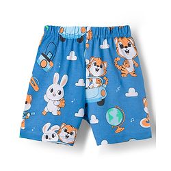 Babyhug 100% Cotton Knit Half Sleeves T-Shirt & Shorts Night Suit with Bunny Print - Orange