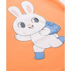 Babyhug 100% Cotton Knit Half Sleeves T-Shirt & Shorts Night Suit with Bunny Print - Orange