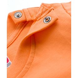 Babyhug 100% Cotton Knit Half Sleeves T-Shirt & Shorts Night Suit with Bunny Print - Orange