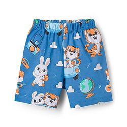 Babyhug 100% Cotton Knit Half Sleeves T-Shirt & Shorts Night Suit with Bunny Print - Orange