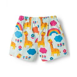 Babyhug Cotton Knit Frill Sleeves Co-ords T-Shirt & Shorts Night Suit with Jungle Theme Print - Light Blue