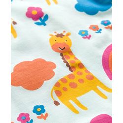 Babyhug Cotton Knit Frill Sleeves Co-ords T-Shirt & Shorts Night Suit with Jungle Theme Print - Light Blue