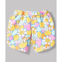 Babyhug Cotton Knit Half Sleeves T-Shirt & Shorts Night Suit with Smile Print - Pink
