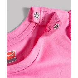 Babyhug Cotton Knit Half Sleeves T-Shirt & Shorts Night Suit with Smile Print - Pink