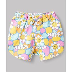 Babyhug Cotton Knit Half Sleeves T-Shirt & Shorts Night Suit with Smile Print - Pink