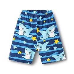 Babyhug Cotton Knit Half Sleeves T-Shirt & Shorts Co-ord Night Suit With Shark Print - Navy Blue